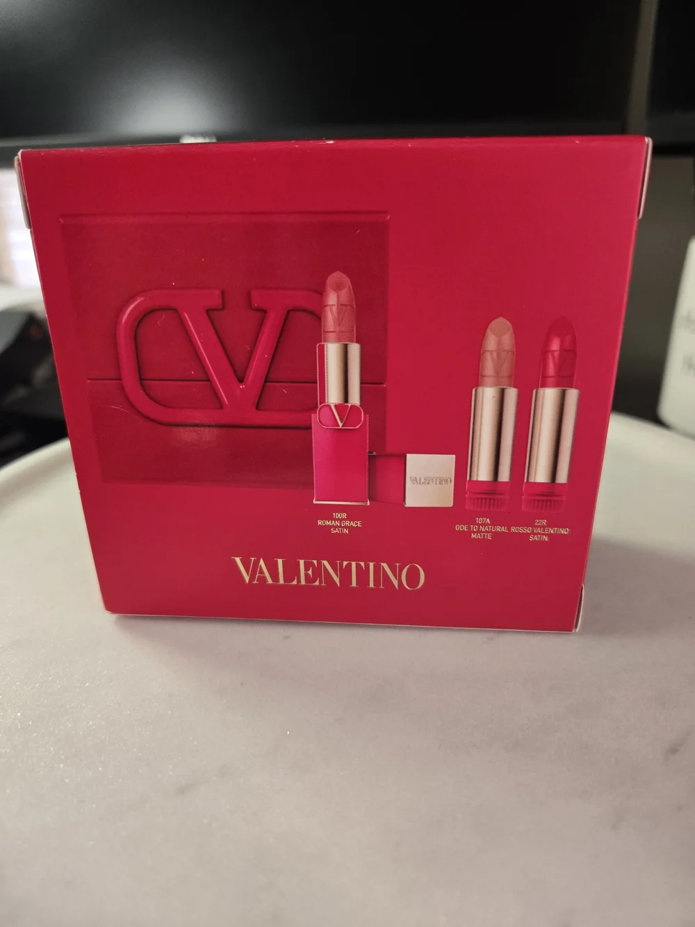 Valentino Lipstick Trio Set in Bright Red and Rose